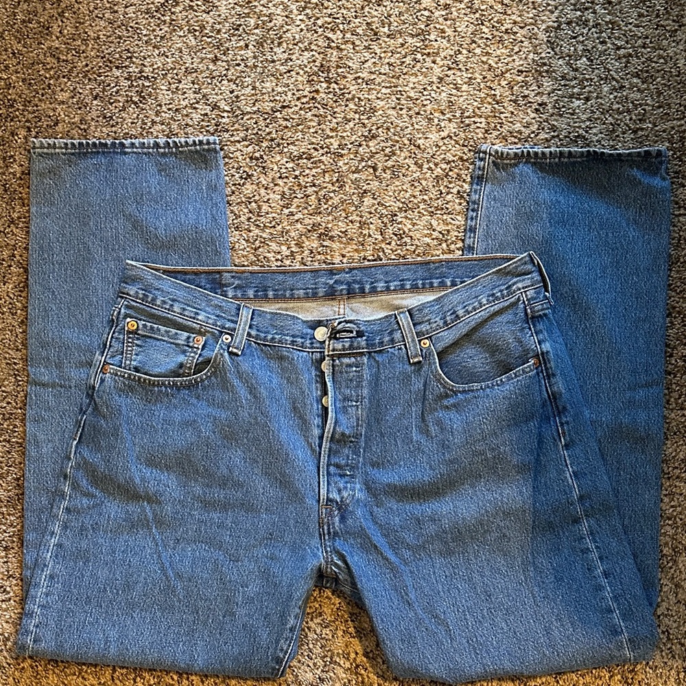 Men’s Levi's 501 Button Fly Men's Straight Jeans - Deep Blue